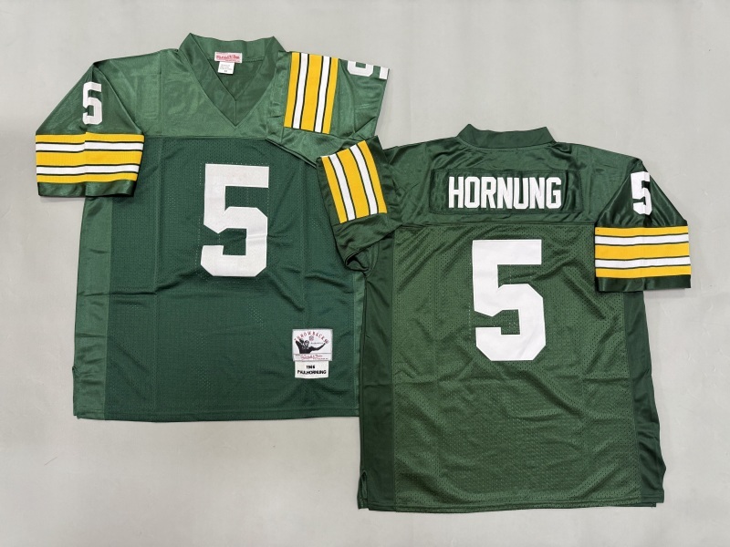 Men 2025 Green Bay Packers #5 Hornung green Throwback Limited NFL Jersey style 001